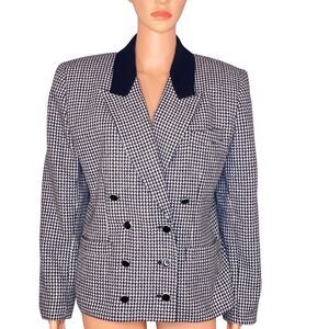 Karen Scott Vtg 90s Y2K Blazer Classic Double Breasted Houndstooth Pattern SZ 12